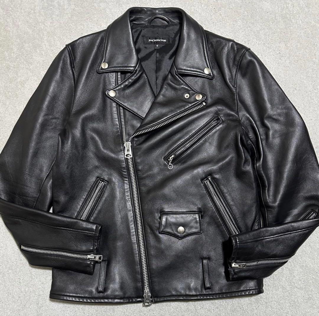 【美品】4(L) ジャックローズ　ダブルライダースジャケット　ラムレザー
