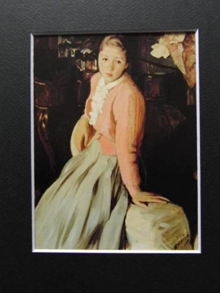 小磯良平、【婦人像】、希少な限定額装用画集画、新品高級額 額装付