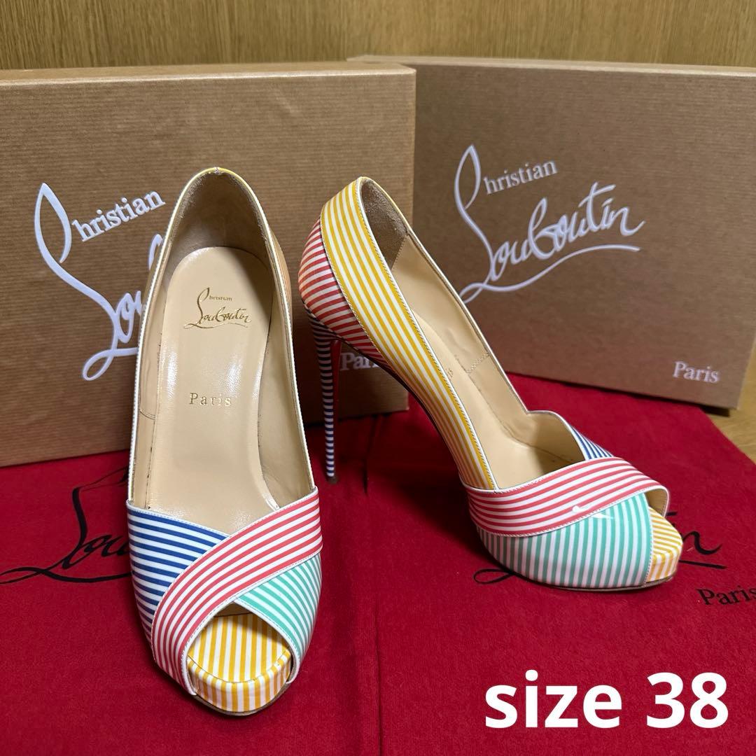 ルブタン カラフル ストライプ ヒール