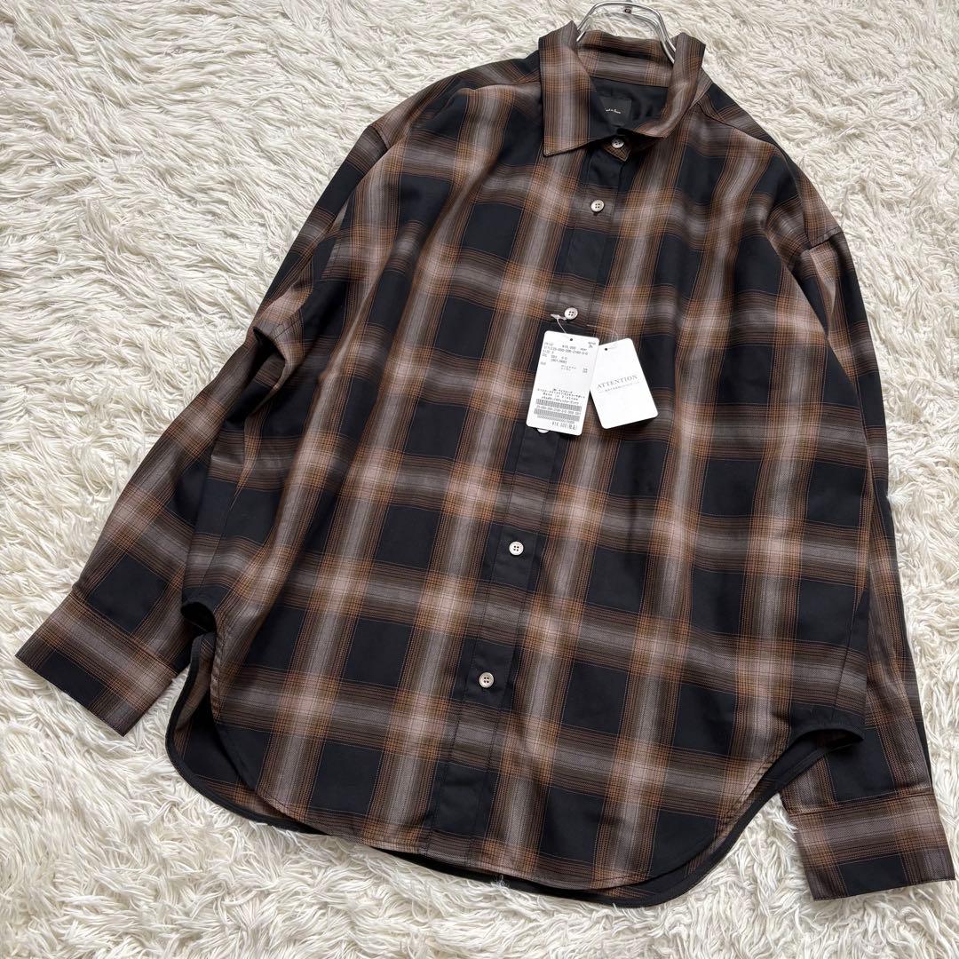 未使用　25AW Spick & SpanメタルボタンTRチェックルーズシャツ