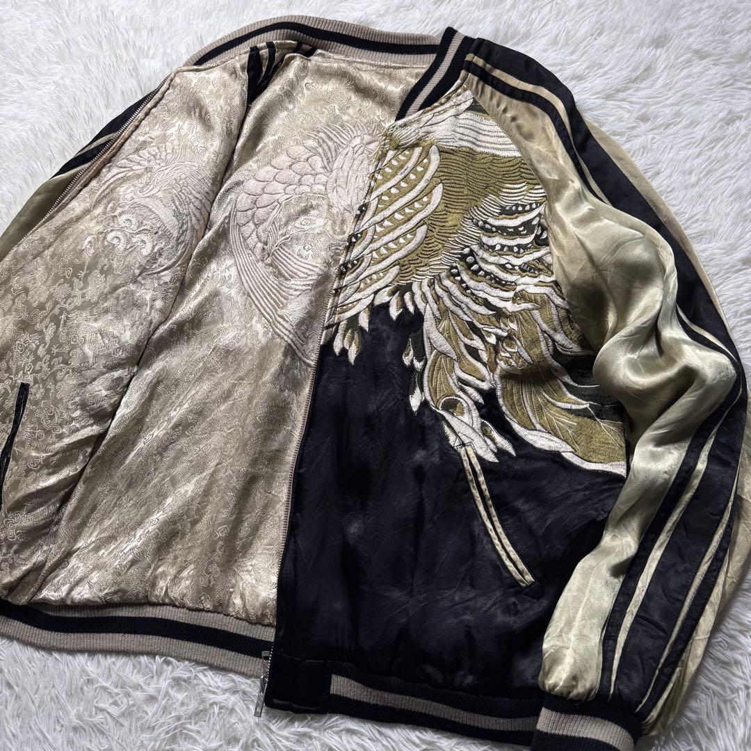希少✨花旅楽団　スカジャン　リバーシブル　豪華刺繍　ブラック×ゴールド　XL 楽天市場】花旅楽団 はなたびがくだん 鳳凰 柄 刺繍 和柄 リバーシブル