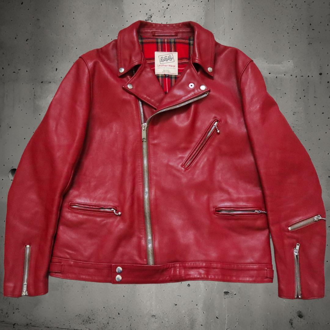 666 レザー ダブルライダースジャケット LJM-8 レッド ステアハイド