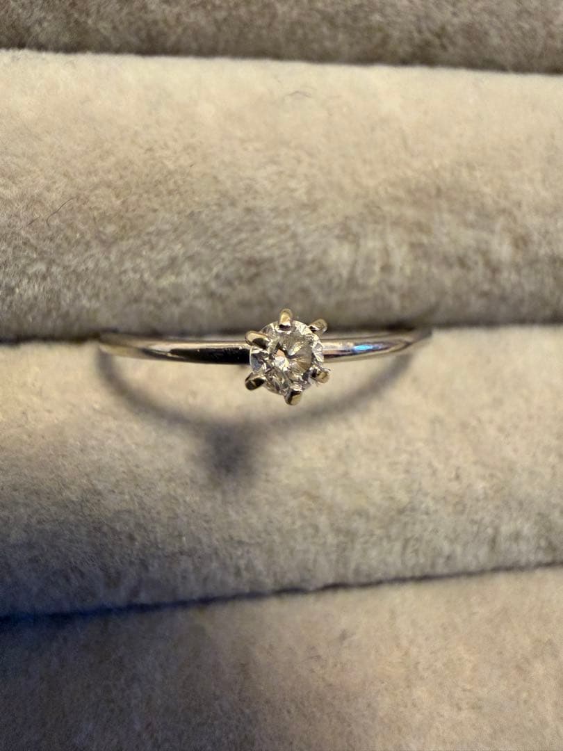 ダイヤモンドリング　0.1ct K10WG ホワイトゴールド　11号