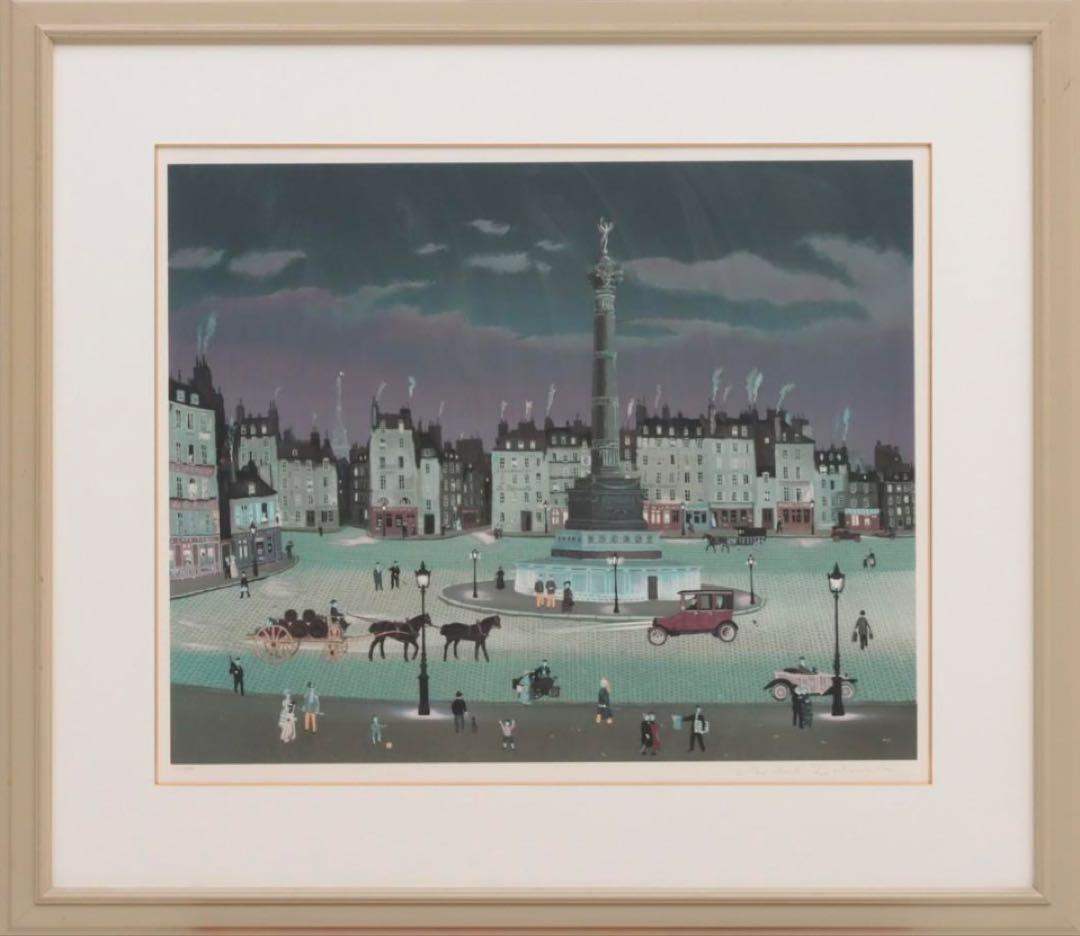 【値下げ】ミッシェル・ドラクロワ リトグラフ 「バスティーユ広場の夜」 サイン有