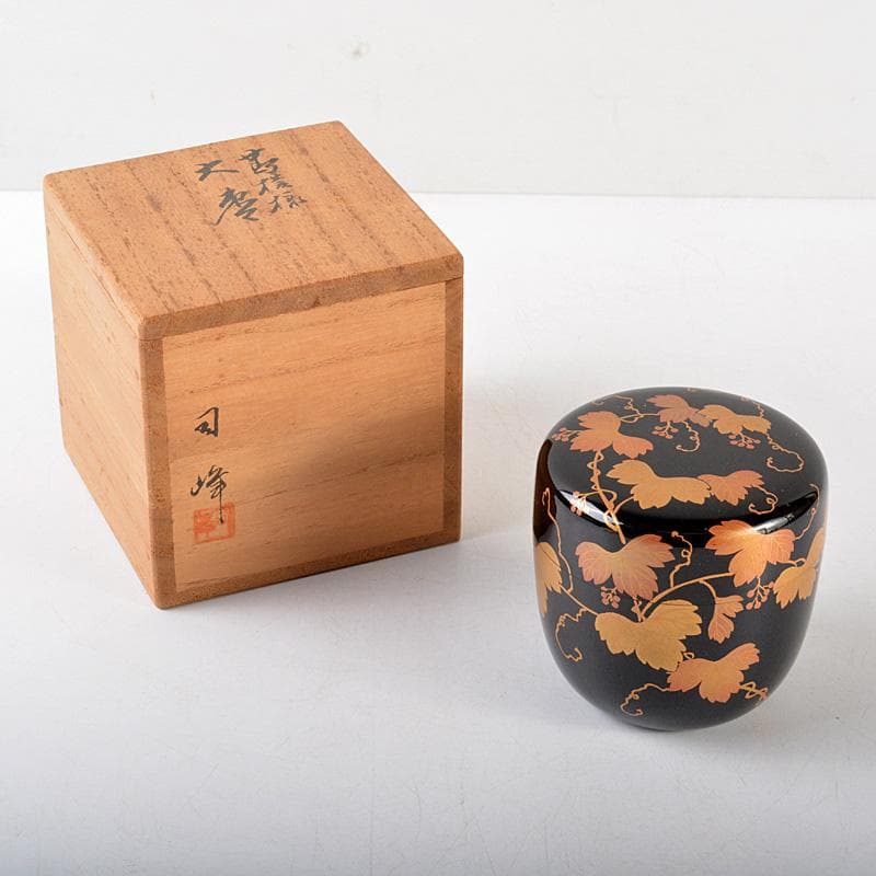 茶道具新井司峰造蔦蒔絵大棗共箱CR5883