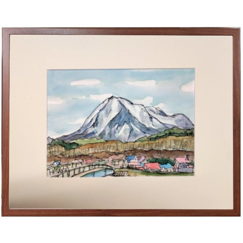 ☆ 境　肇 ☆「利尻岳」水彩画　大衣　新品額！