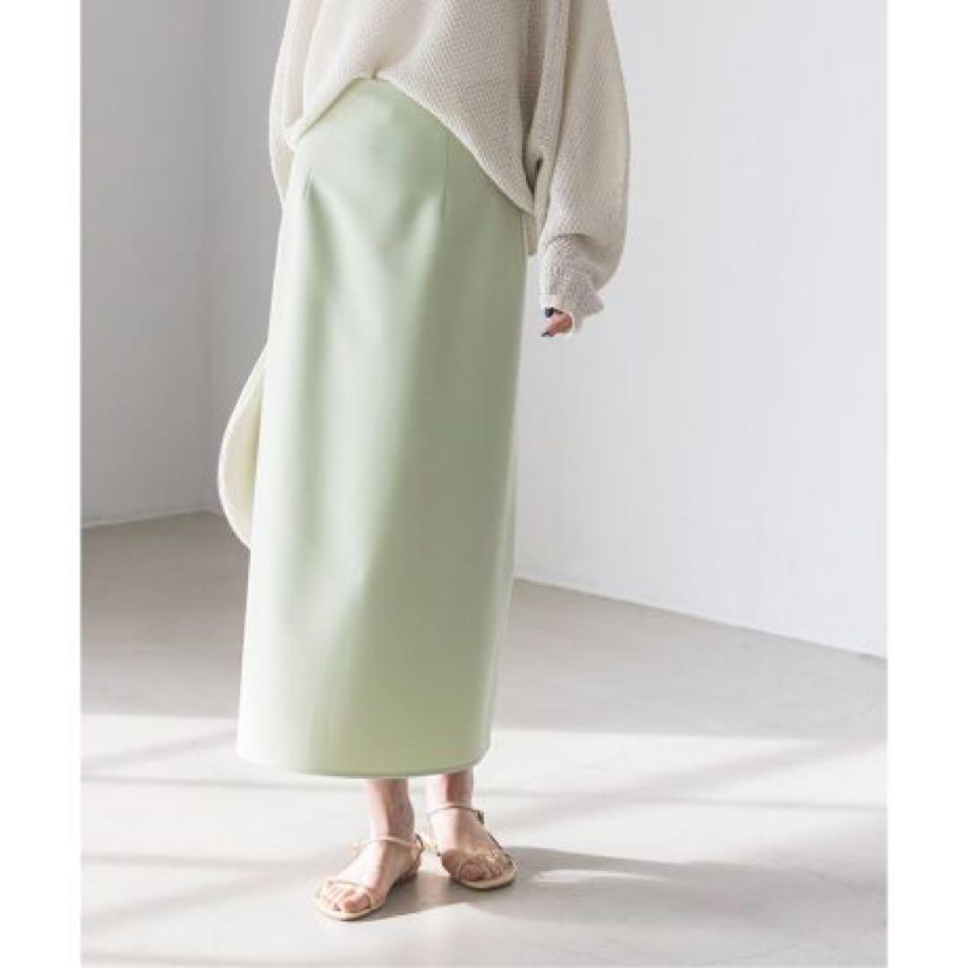 NOBLE ノーブル ジャージーライクカラータイトスカート グリーン 40