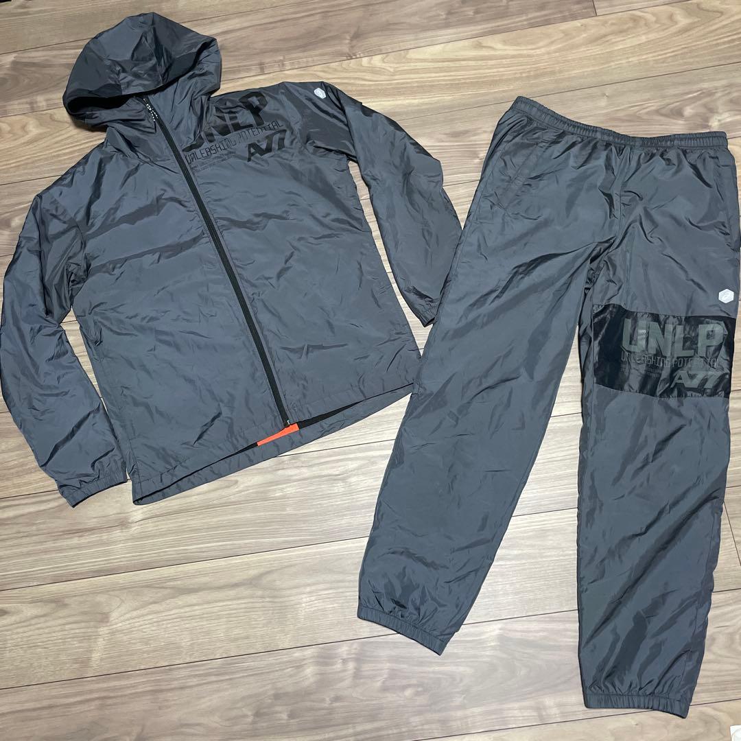 アシックス ウィンドブレーカー 上下セット ダークグレー L