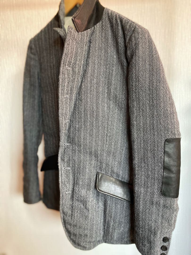 ウールレザージャケット グレー