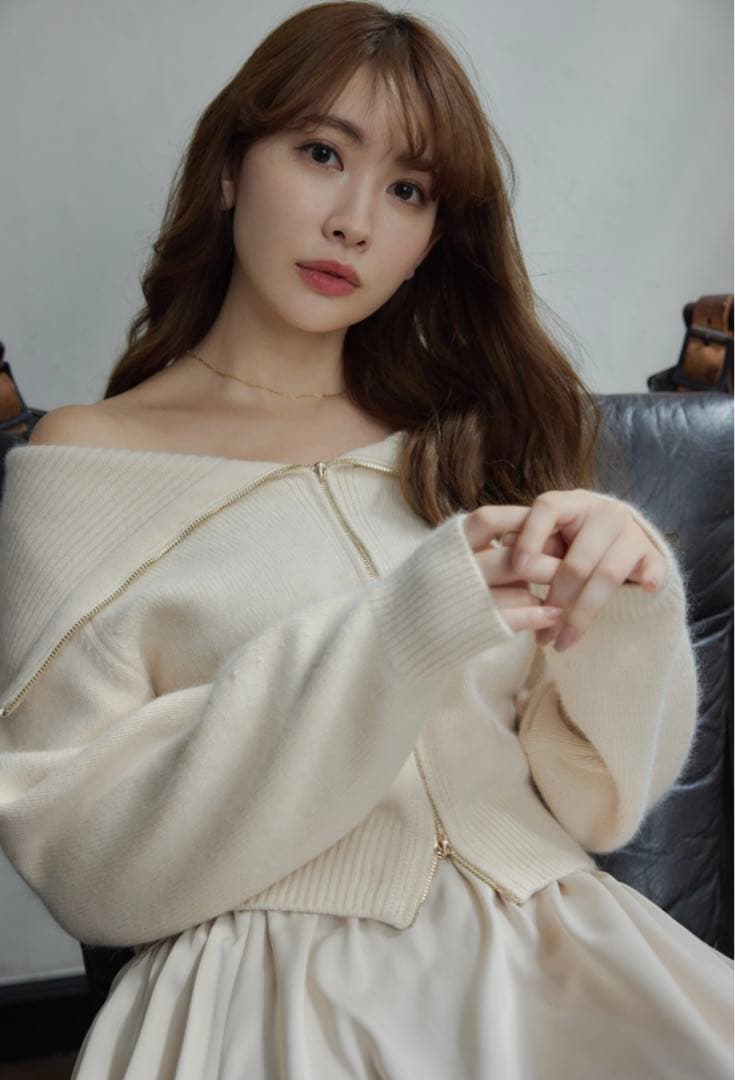 Herlipto Big Collar Knit Top エクリュ