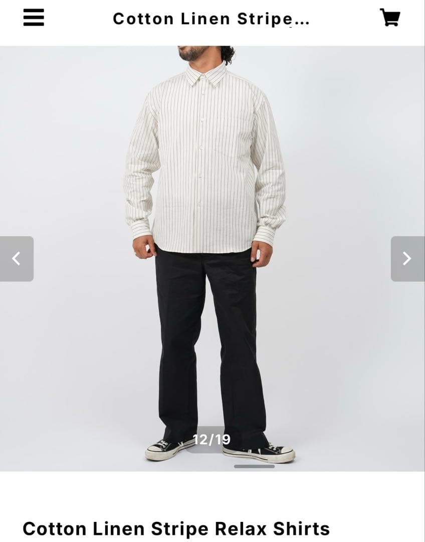 OVY Cotton Linen Stripe Relax Shirts 白　L