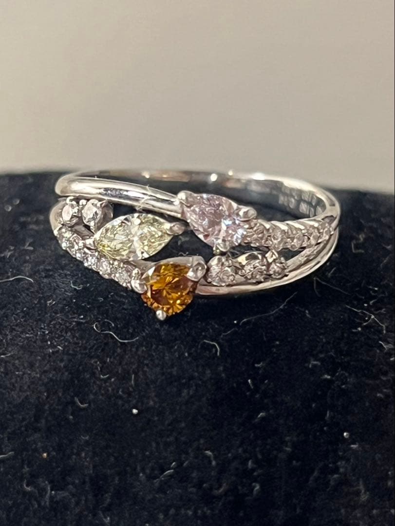 Pt900 ファンシーカラーダイヤモンド　リング　プラチナ　ピンクダイヤモンド