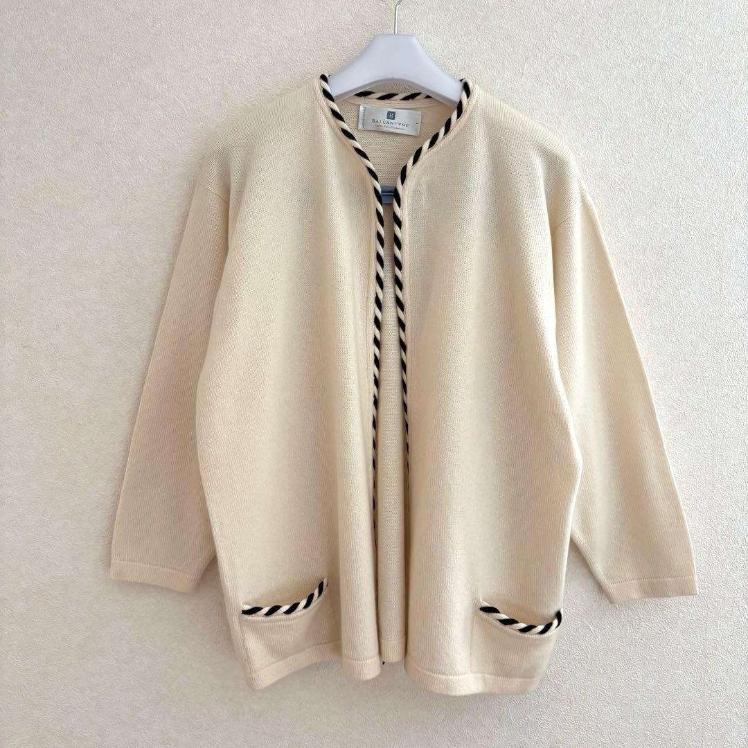試着のみ　バランタイン　カシミヤ　ノーカラー　ニット　ジャケット　レディース