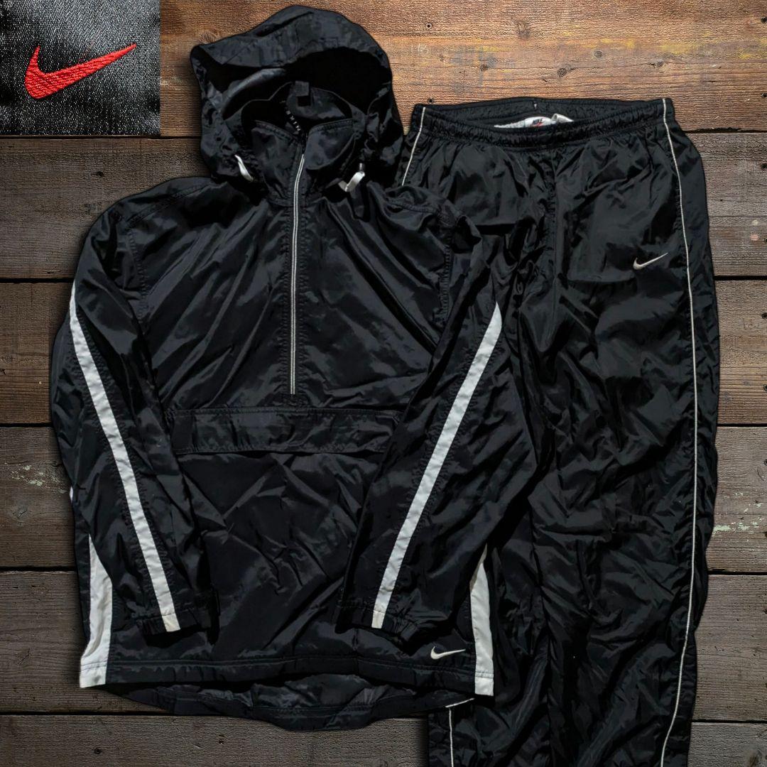 90s　OLD NIKE　ビンテージ　アノラックパーカー　セットアップ　上下　黒