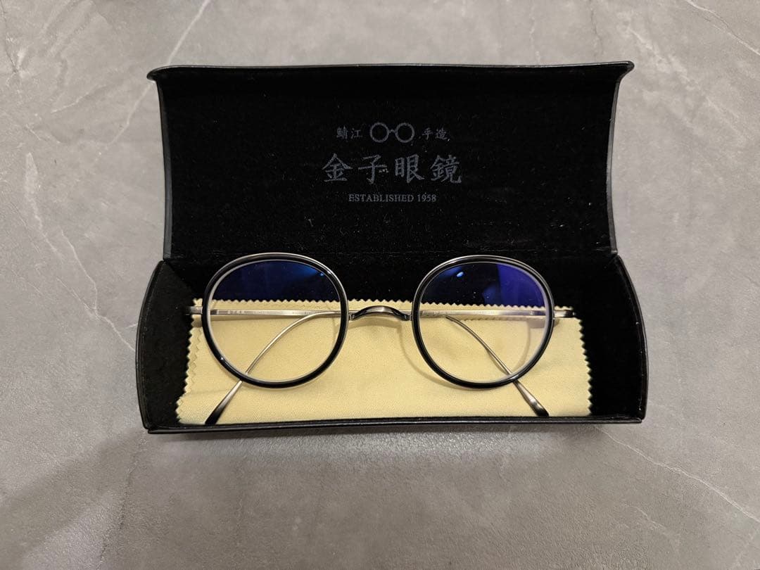 金子眼鏡 ラウンドフレーム度ありメガネ ケース付き