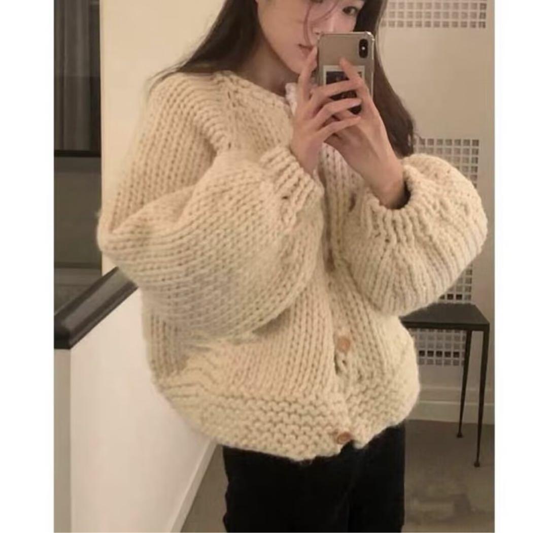 nothing written ウール 手編み カーディガン