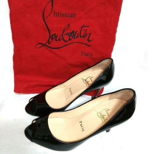 ✨極美品✨ルブタン ブラック オープントゥ ハイヒール 21cm 三吉彩花が共鳴。新時代のエレガンスを纏うクリスチャン ルブタンの最