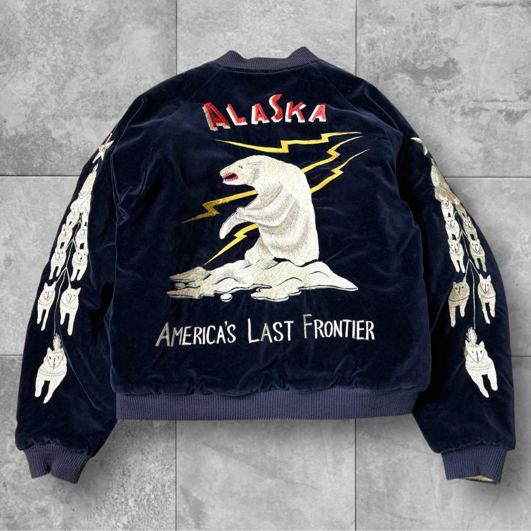 【希少】 テーラー東洋 スカジャン 別珍 M アラスカ 犬ぞり シロクマ 刺繍