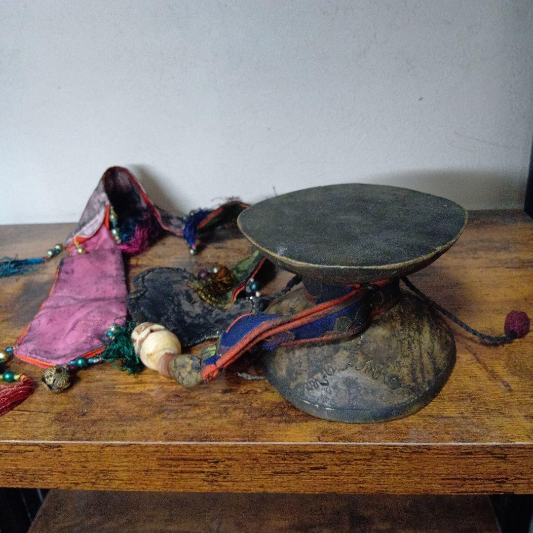 チベット 呪物 ダマル 人骨 密教法具 カパーラ カンリン 仏具 チベタンスカル 骨製 数珠天玉 チベタンスカル・ルンゴ (tibetan skull ) チベット密教