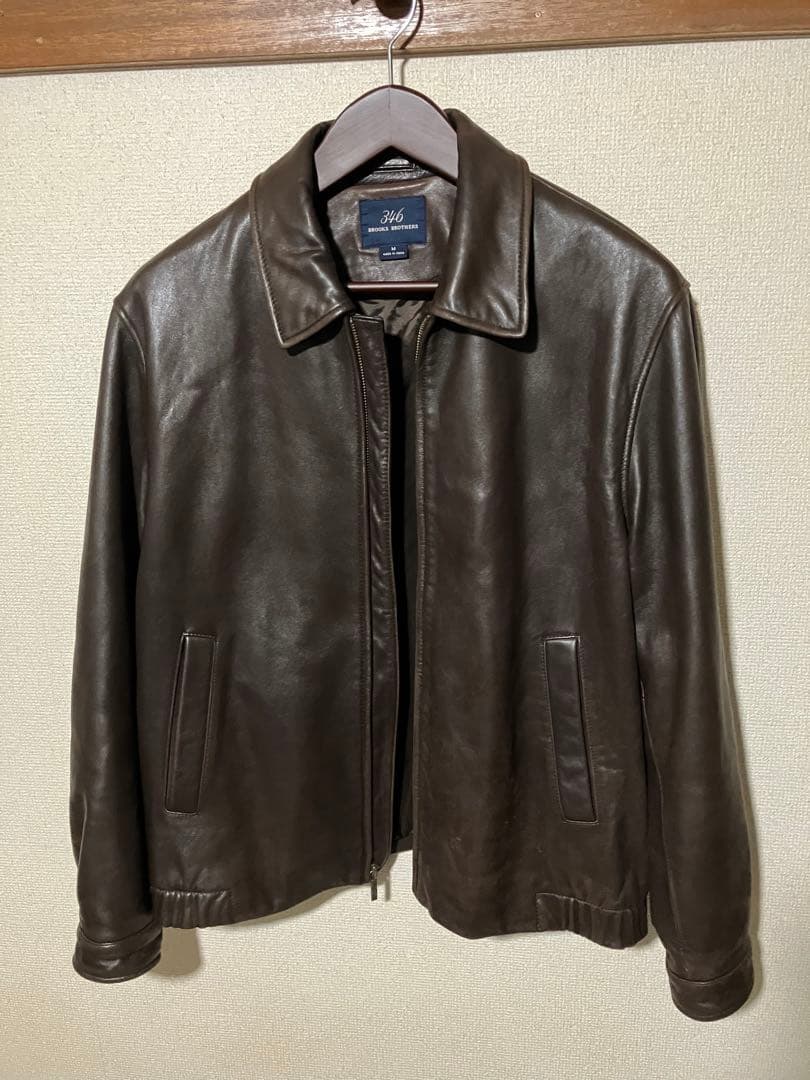 ❤️Brooks Brothers　ラムレザージャケット羊革Mブラウン 90's ブルックスブラザーズ ラムレザー カーコート 濃茶 (M) ダーク