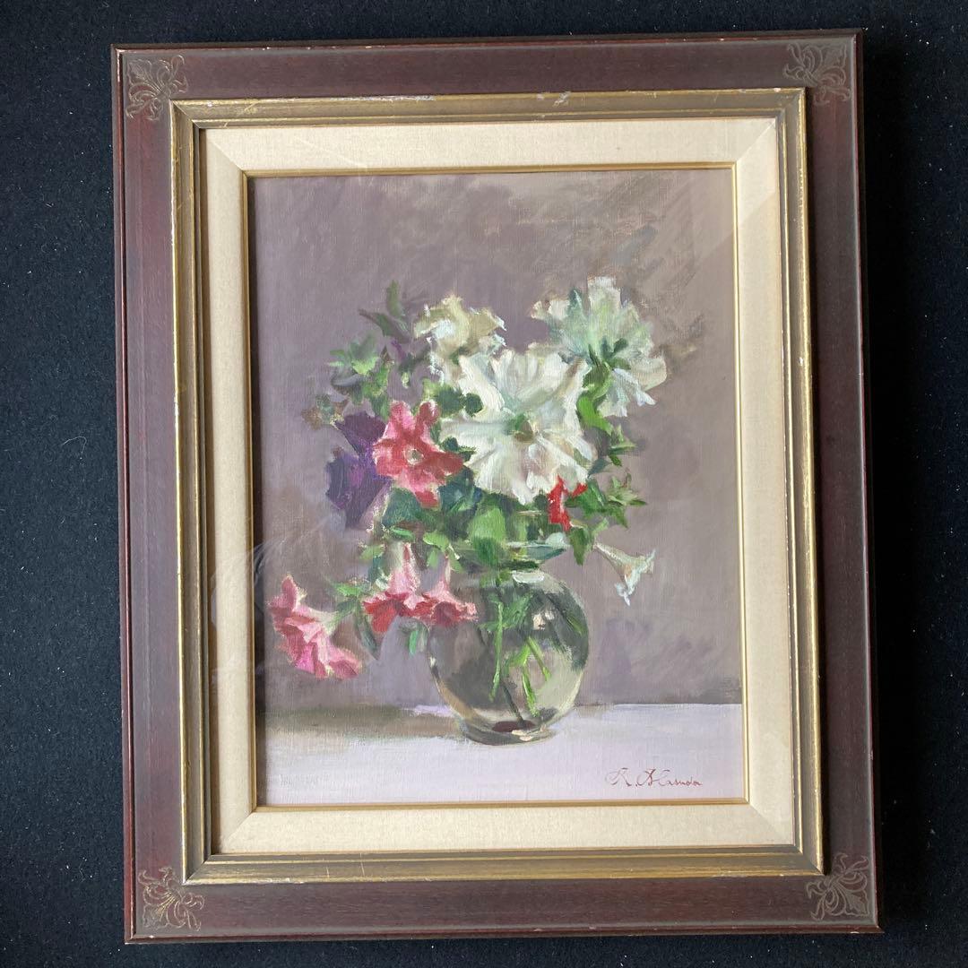 作者不詳　花　 6F 額57×47.5絵￼41×32cm 高級額