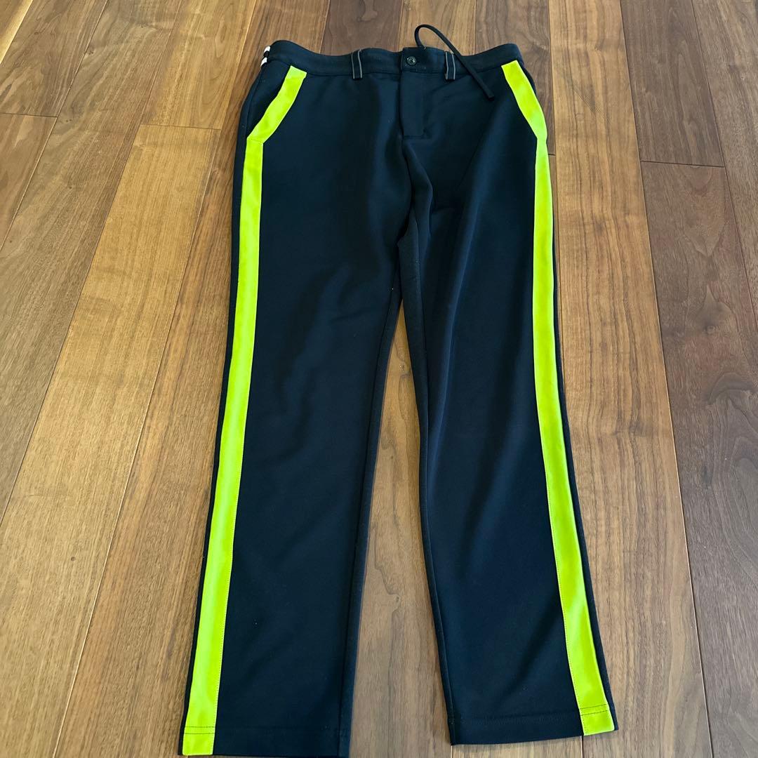 DECEMBERMAY ストレートレッグパンツ ブラック/ネオンイエロー