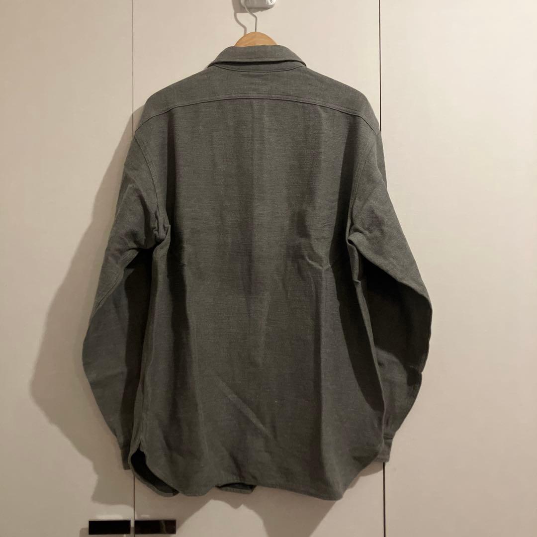 アットラスト 厚手コットン長袖シャツ 16 1/2 オリーブ系