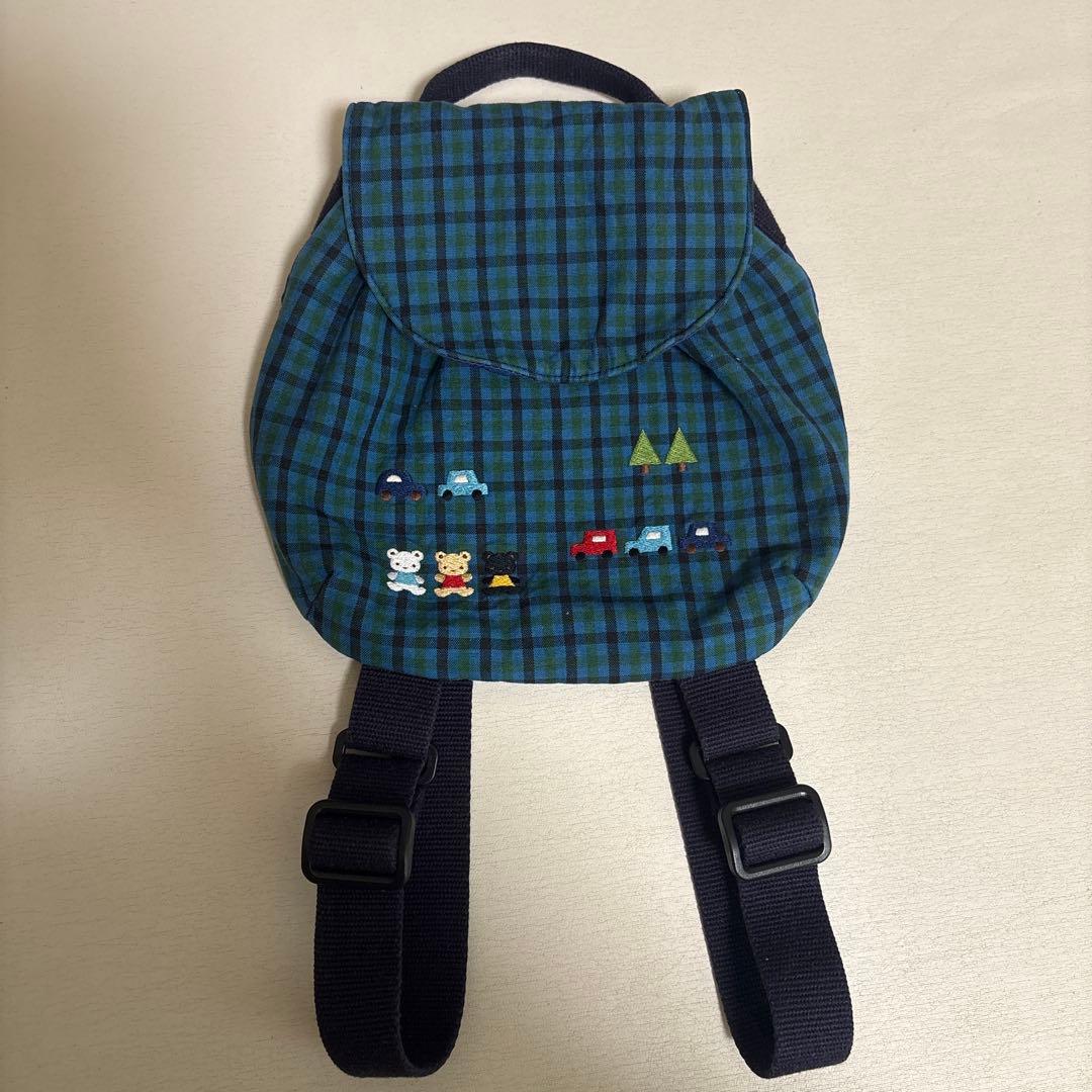 ファミリア リュック 青チェック - メルカリ