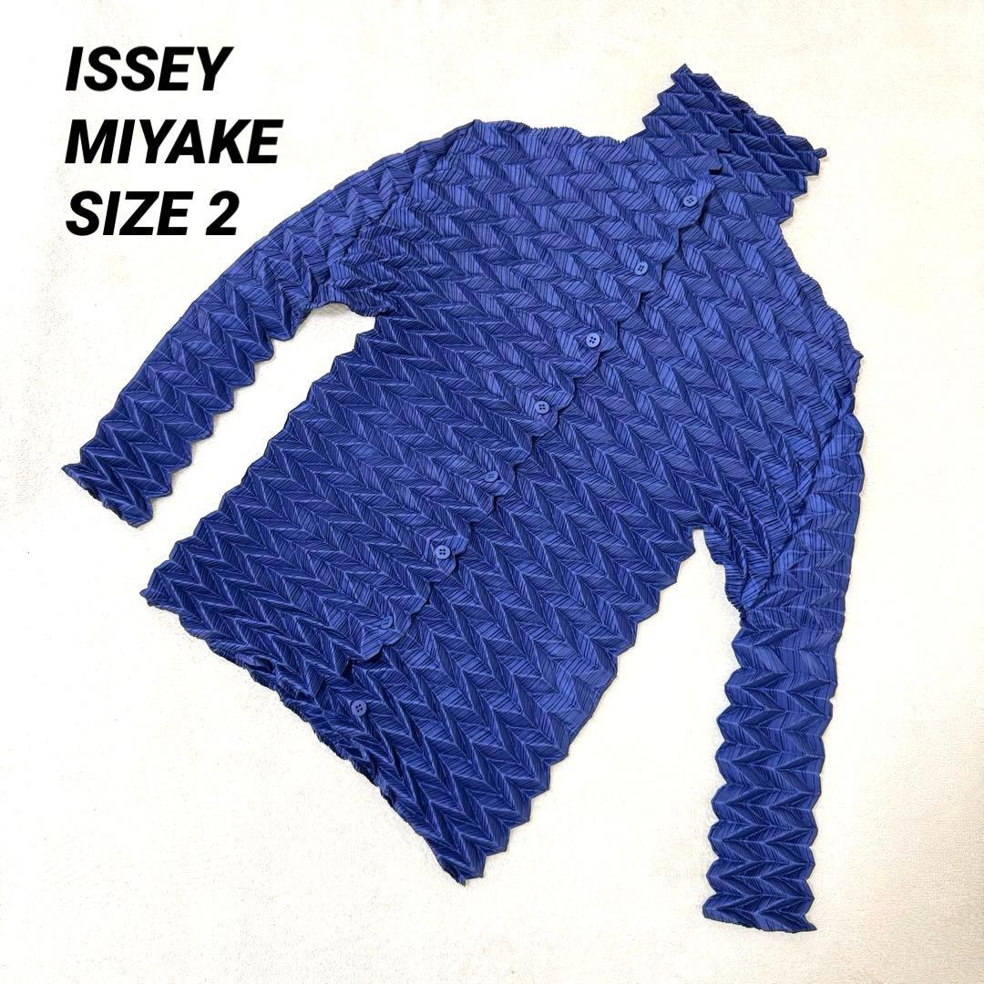 極美品✨ISSEY MIYAKE プリーツ　立体　変形　ネイビー　長袖　シャツ