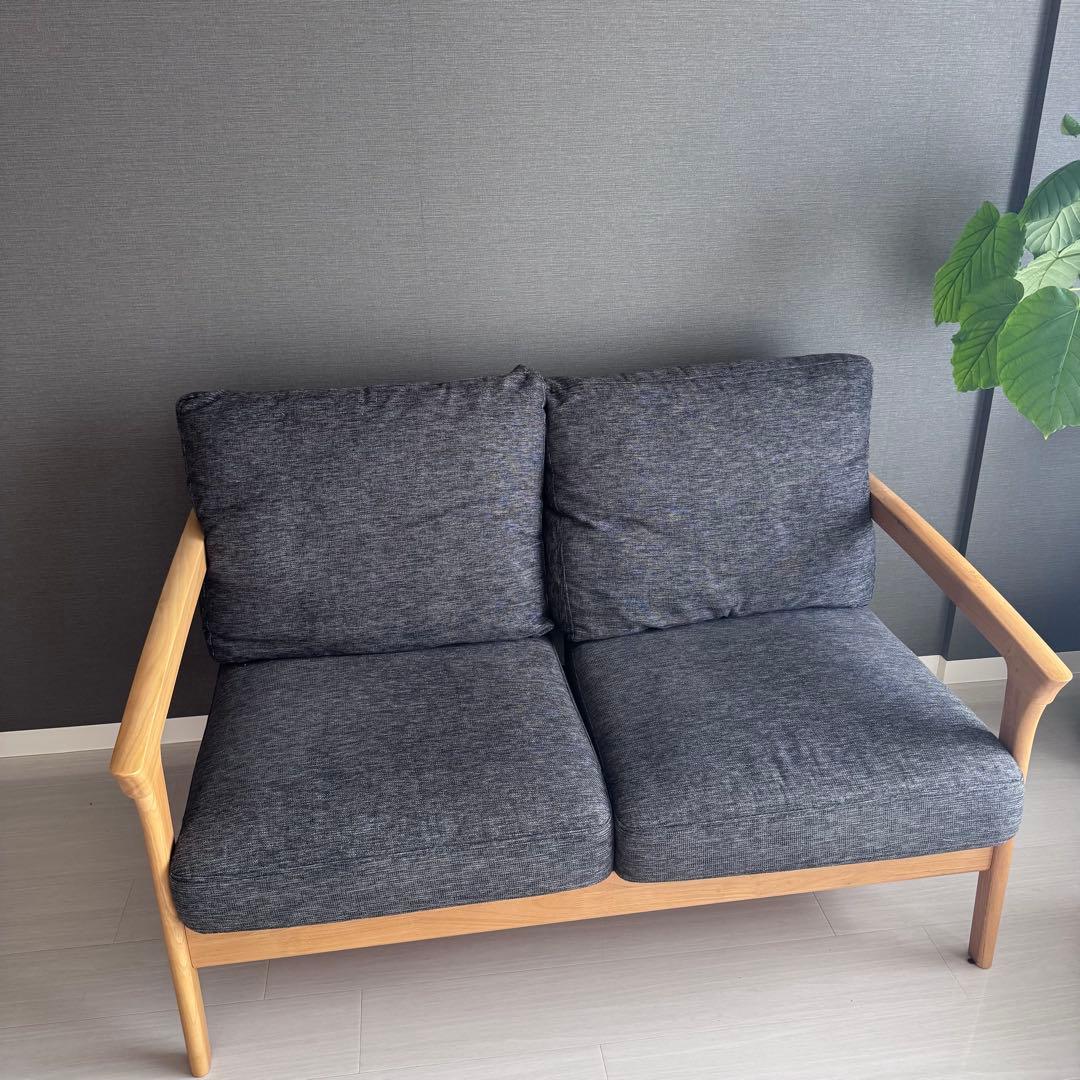 【まりんさん専用】ベルメゾン　2人掛けソファ　北欧　グレー×木