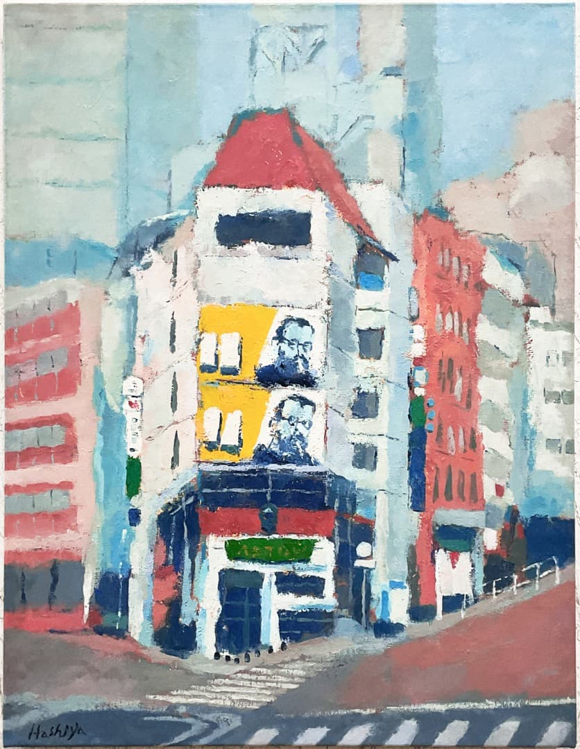 むひ様向け402-2 油絵/風景/街角/東京/六本木/P15号