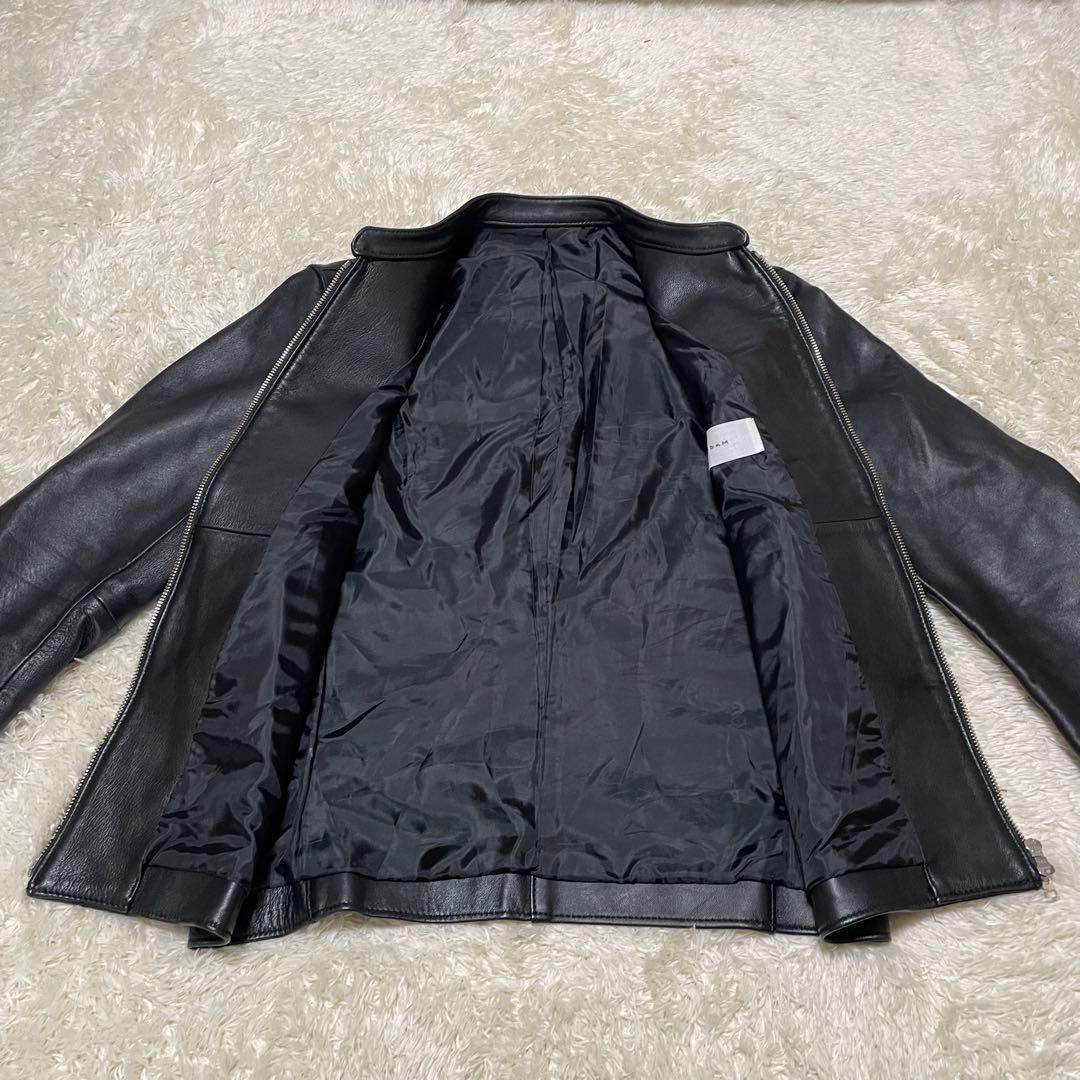 美品✨ LIDNM シングルライダース シープスキン 羊革 ダブルジップ Lの