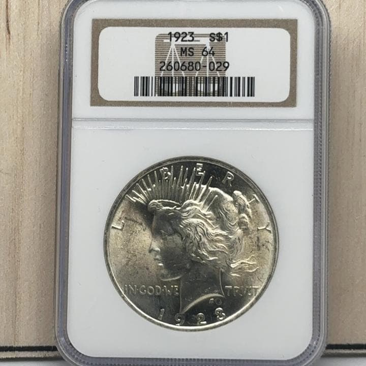 1923年 アメリカ ピースドル MS64 銀貨 1923 Peace Silver Dollar ANACS MS-64 OH (Toned) (Item 2069100