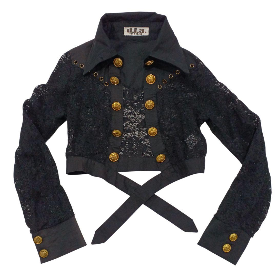 d.i.a. 金ボタン ハトメ 襟ワイヤー レース シャツ ジャケット y2k
