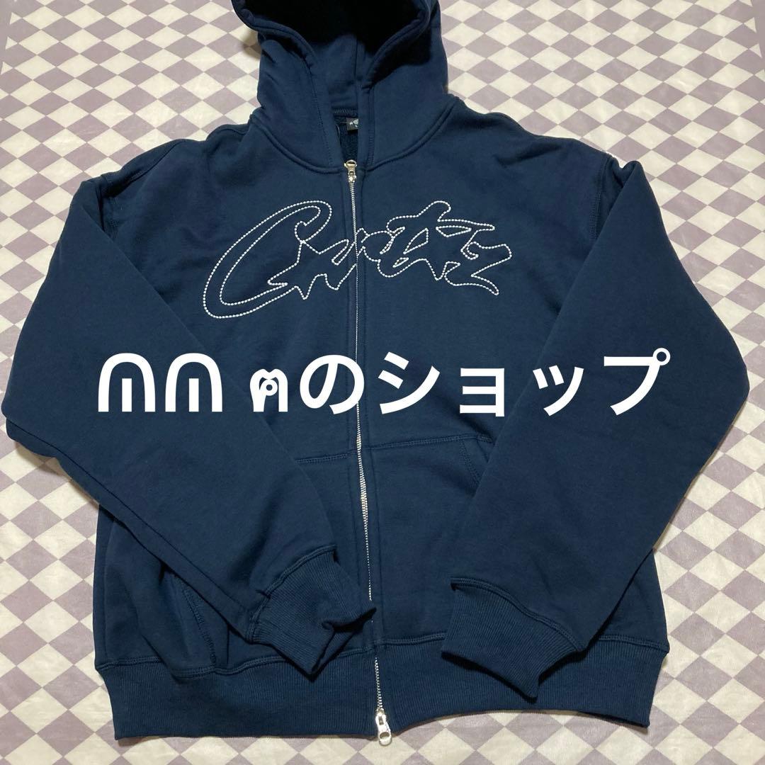 corteiz ZIP パーカー ネイビー L