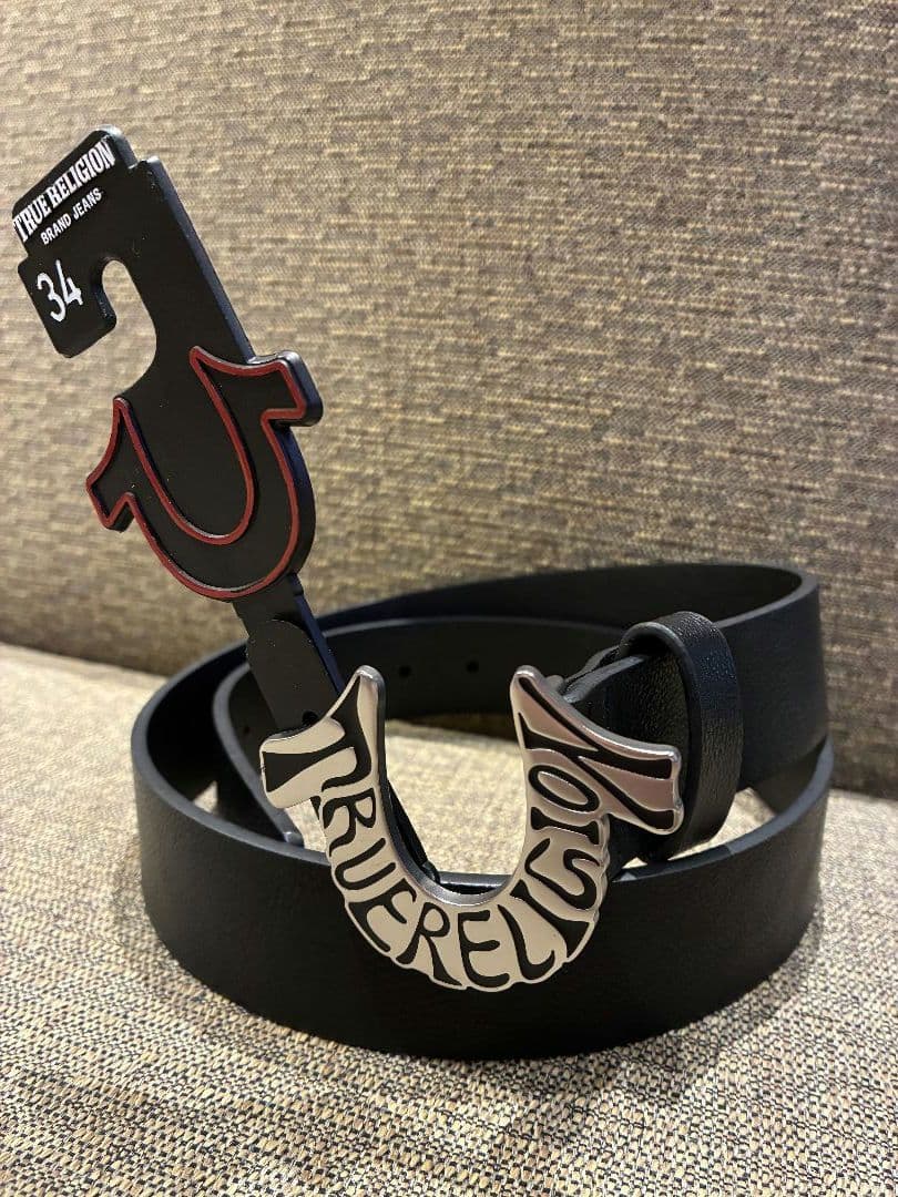 トゥルーレリジョン　ベルト34　BLACK/NICKEL TRUE RELIGION トゥルーレリジョン ベルト 34サイズ ブラック レザー