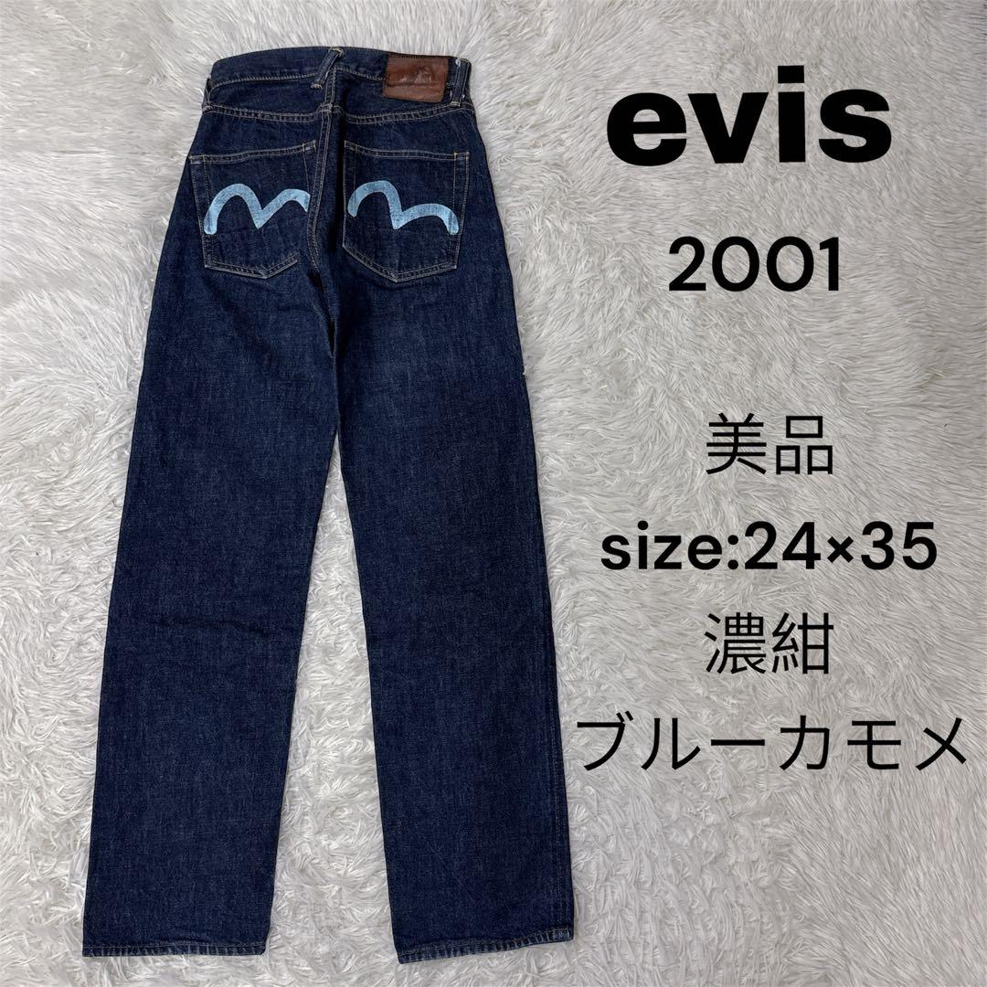 evis エビス　2001 デニム　W24 L35 ブルーカモメ　濃紺