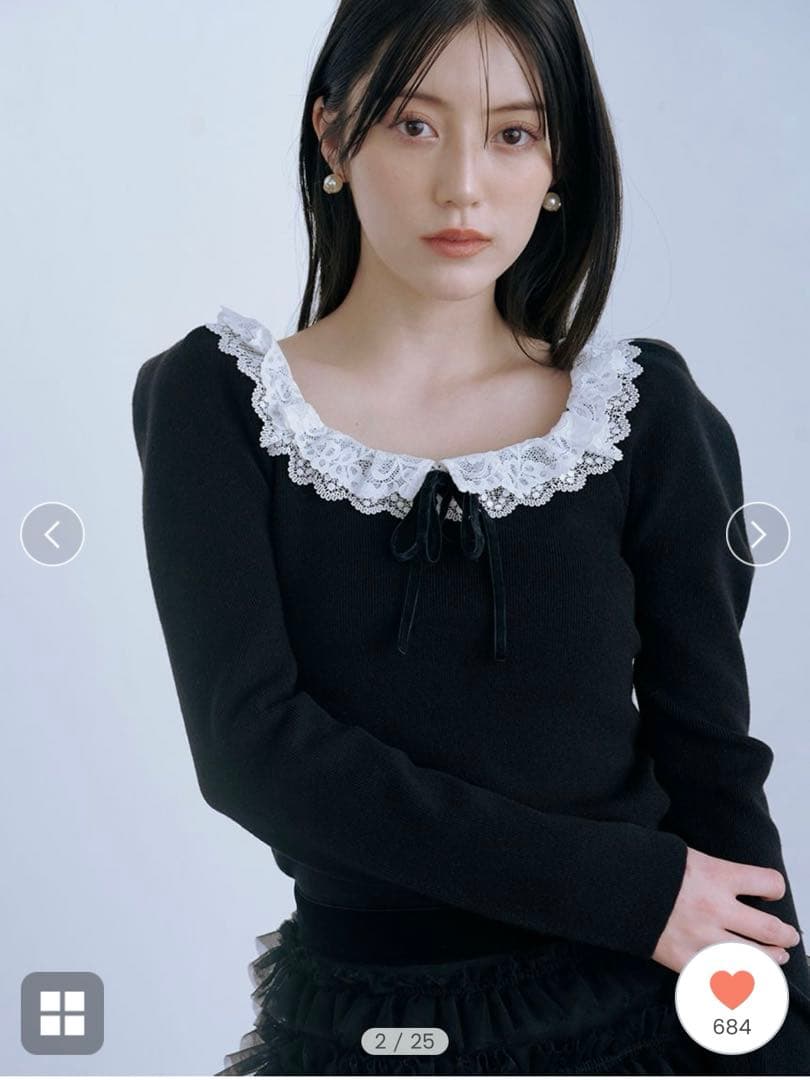 【新品未使用】SNIDEL フリルネックニットプルオーバー