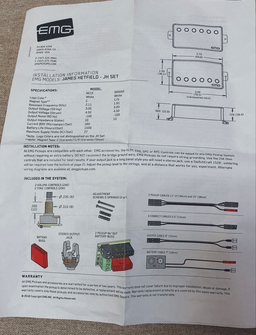 美品 定価¥42,300 EMG JH ＋純正セレクタ B289 - メルカリ