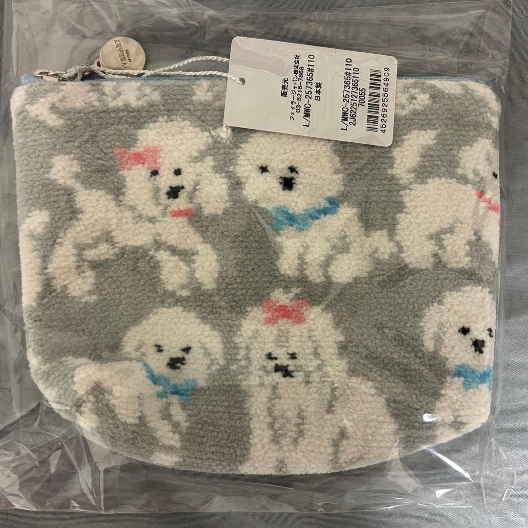 FEILER モフモフワンチャン　Lサイズ　ポーチ フェイラー モフモフワンチャン L字ポーチ グレー｜Yahoo!フリマ（旧