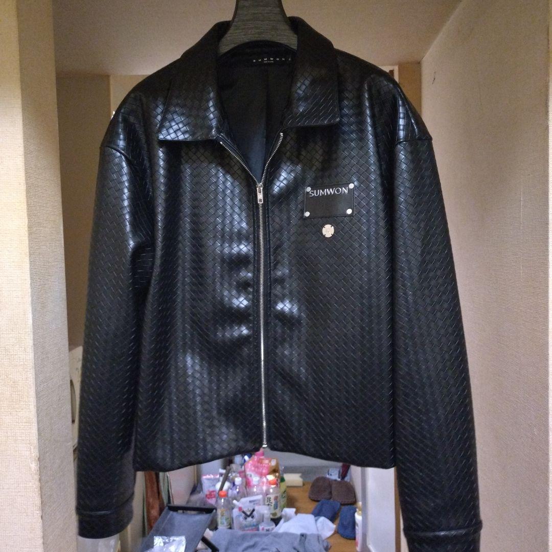 ウ*ク様 SUMWON# ブラック#レザー#ライダースジャケット#革編み込み仕上