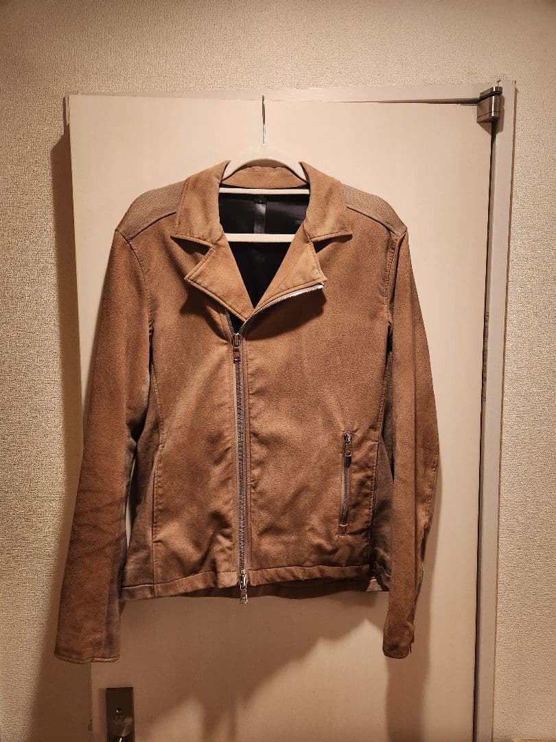 WJK　ブラウン スエード シングルライダースジャケット