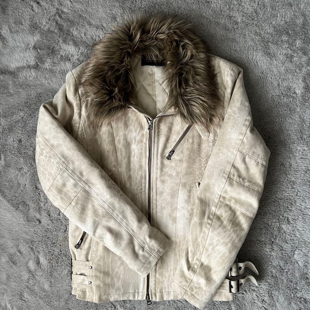 Tornado Mart ファー付きレザーライダースジャケット