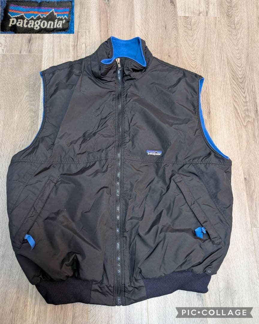 04年モデル【神配色】パタゴニア シェルドシンチラベスト　ブラック×ブルー 04年モデル【神配色】パタゴニア シェルドシンチラベスト ブラック×ブルー
