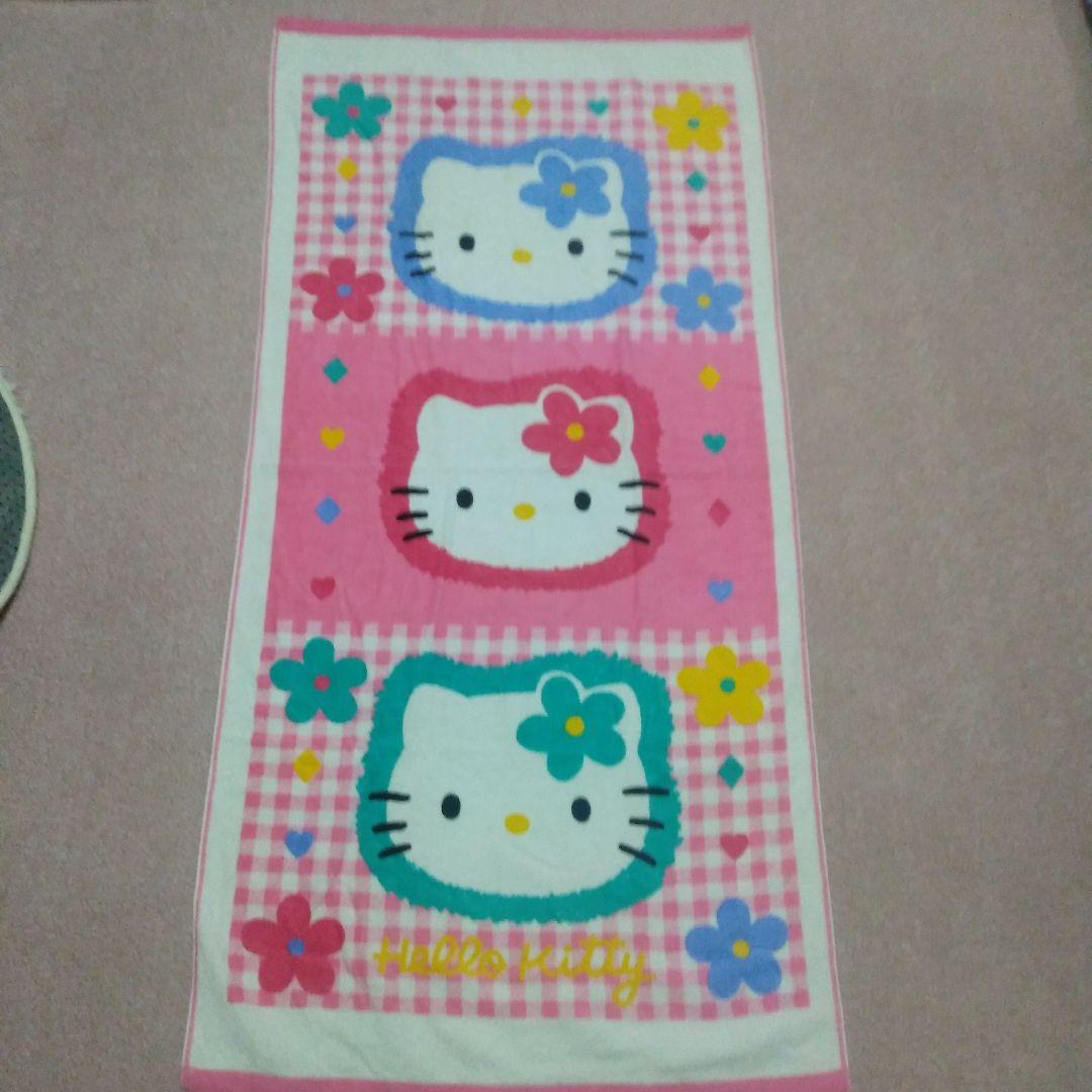 サンリオ ハローキティ カオハナ 千鳥柄キティ バスタオル 未使用