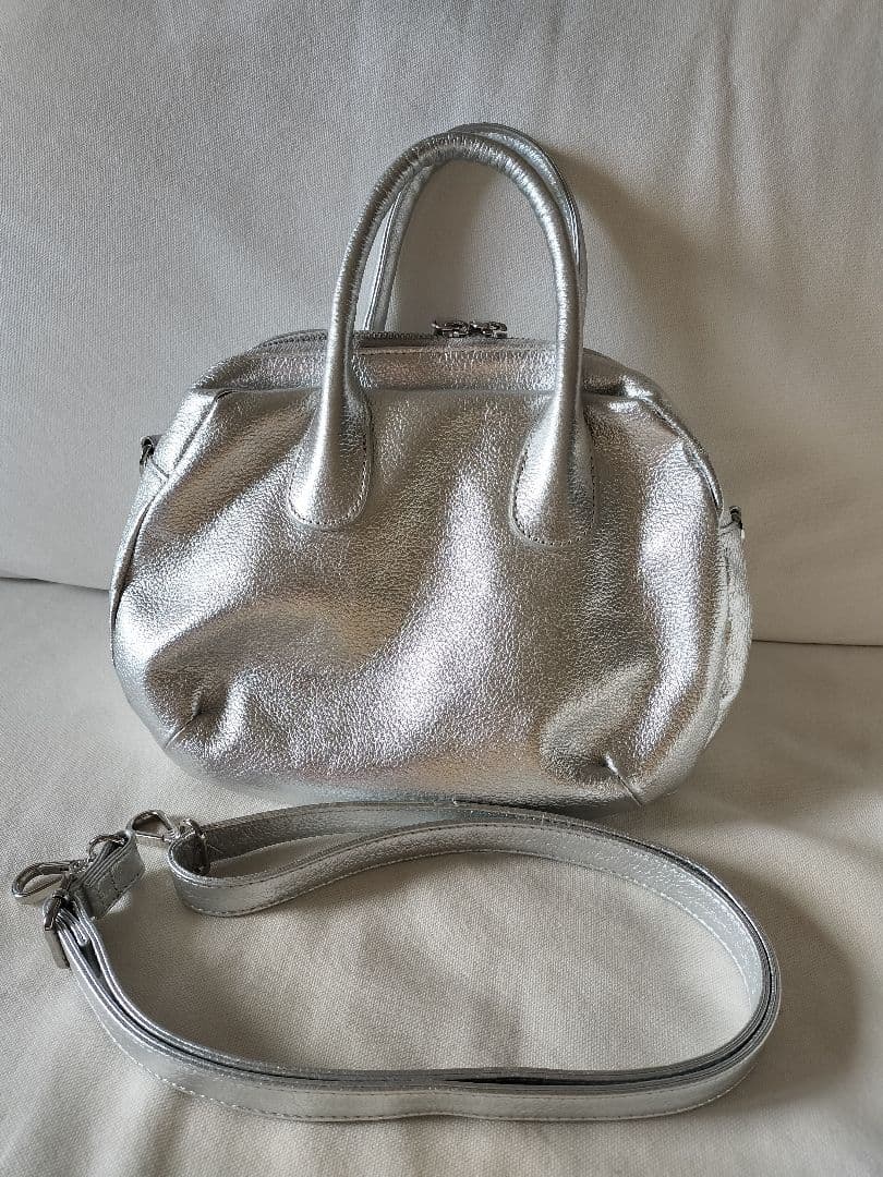 BEARDSLEYビアズリーラウンドミニボストンショルダーバッグ2wayシルバー