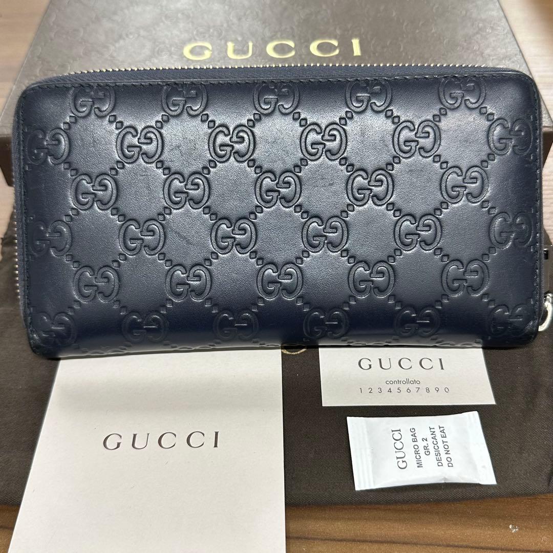 新品同様‼️ グッチ　GUCCI 財布　長財布　シマレザー　ラウンドファスナー