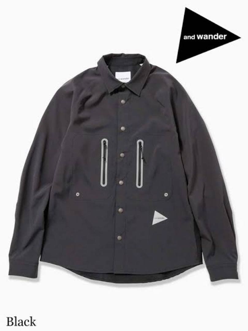 アンドワンダー and wander tech LS shirt ブラック L