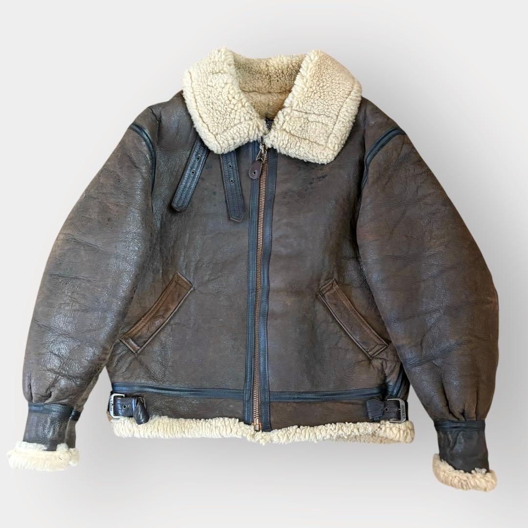XLサイズ AVIREX B-3 リアルムートン フライトジャケット　42号　茶