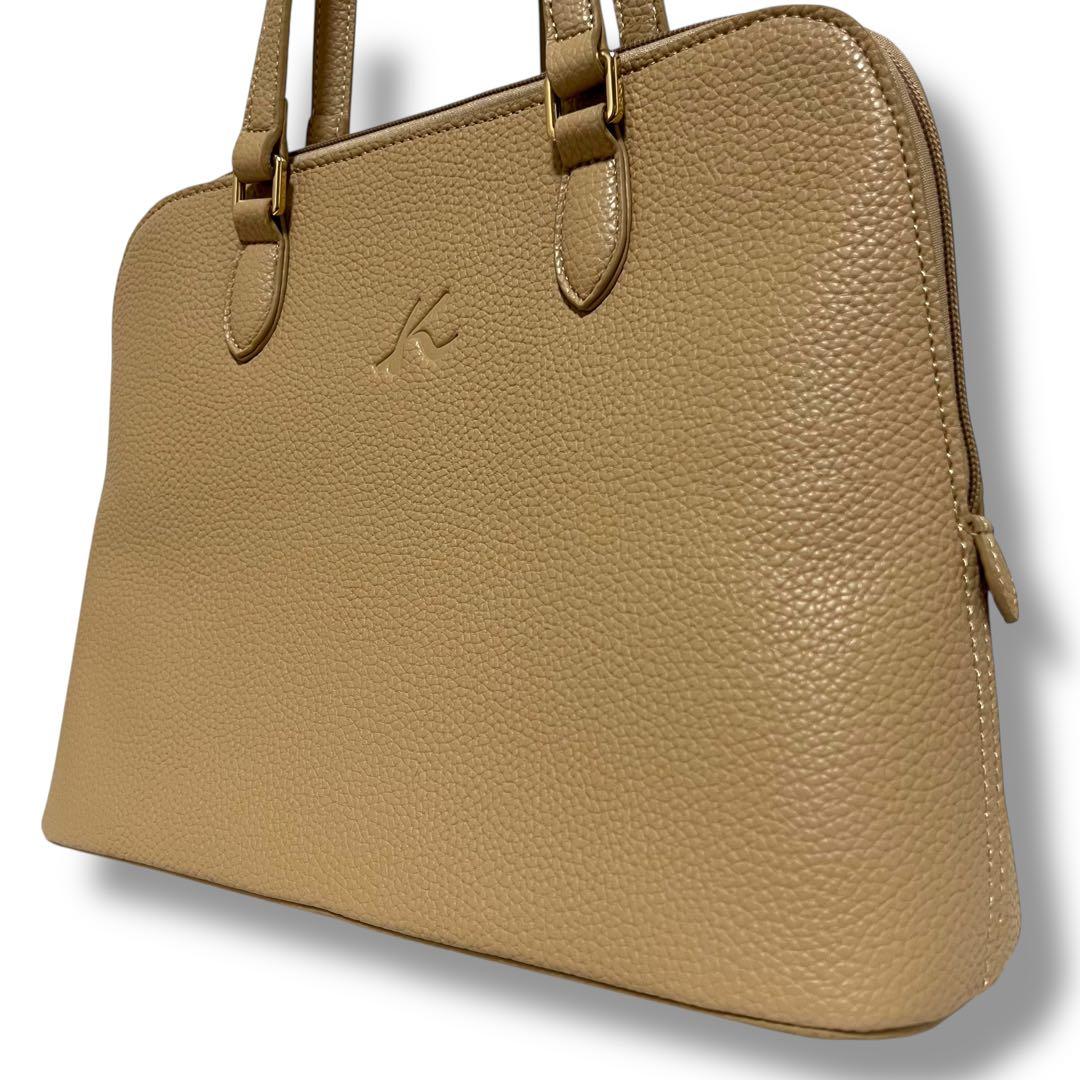 極美品 Kitamura ハンドバッグ レザー シボ革 本革 ベージュ 肩掛け